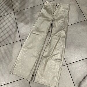 Fidelity Denim Metallic Silver Foil Straight Leg Pants